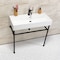 Fauceture 39" Porcelain Console Sink with Stainless Steel Legs (Single-Hole), White/Matte Black VPB39170ST - alternate 3